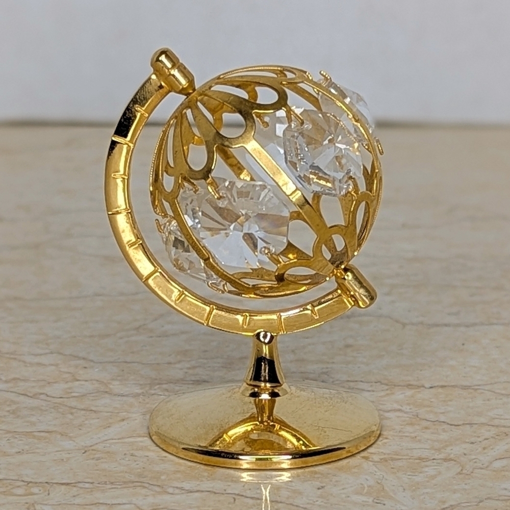 Vintage Crystal Creations Austrian 24K Gold Plated Mini Globe Ornament - Picture 5 of 9